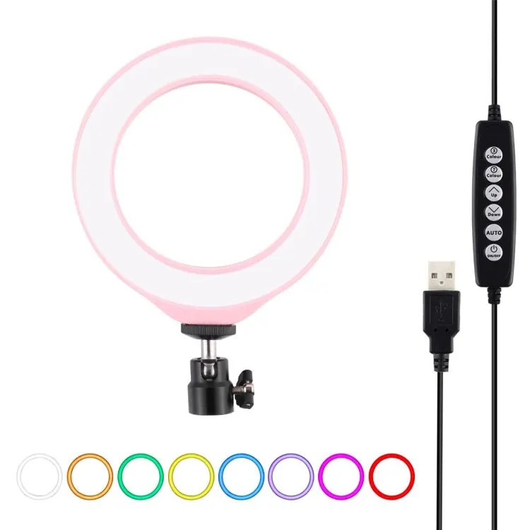 10 Mode RGBW LED Ring Light with Tripod & Ball Head | 4.7-Inch Curved Surface | Pink