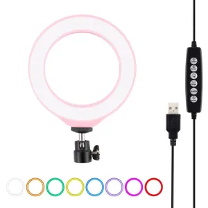 10 Mode RGBW LED Ring Light with Tripod & Ball Head | 4.7-Inch Curved Surface | Pink