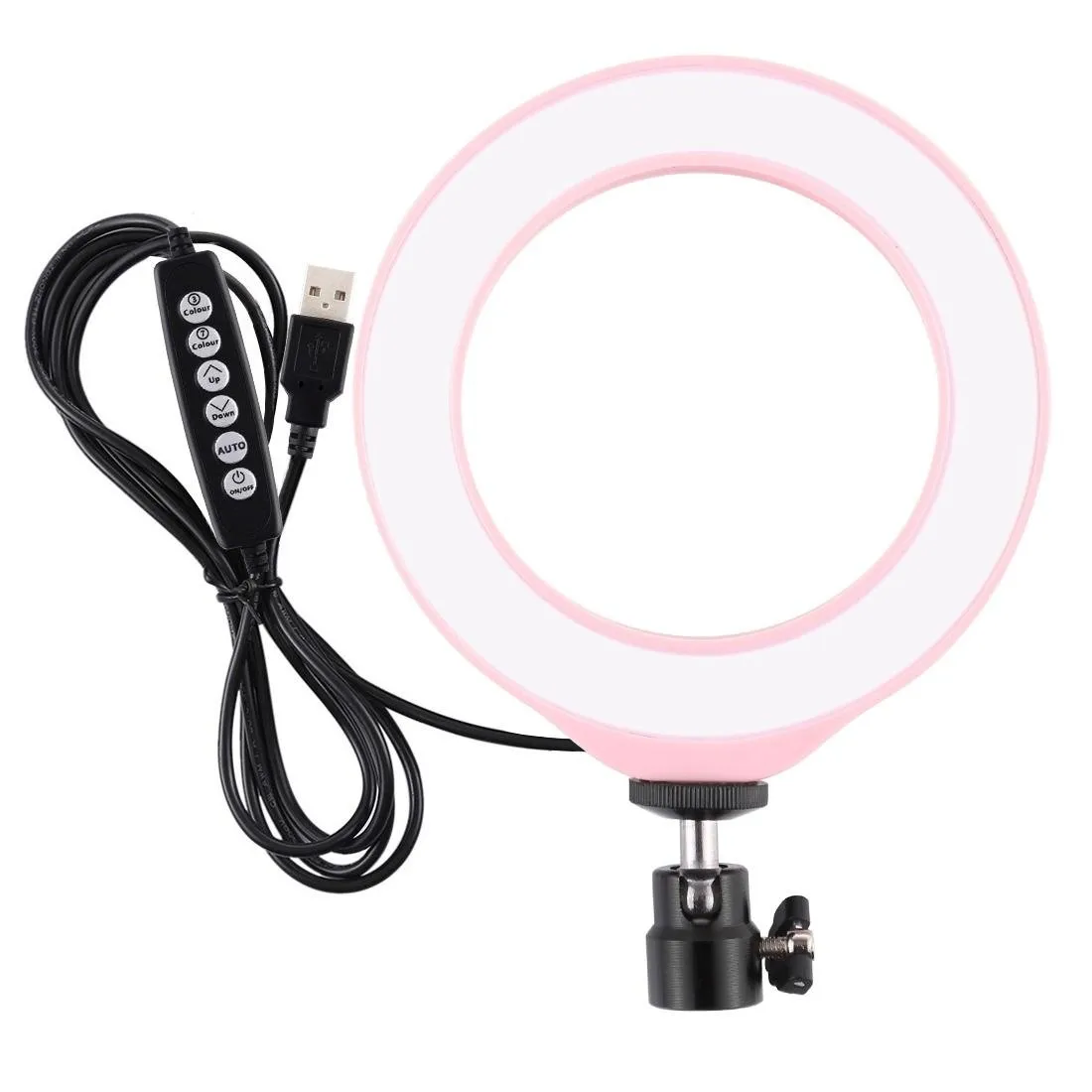10 Mode RGBW LED Ring Light with Tripod & Ball Head | 4.7-Inch Curved Surface | Pink