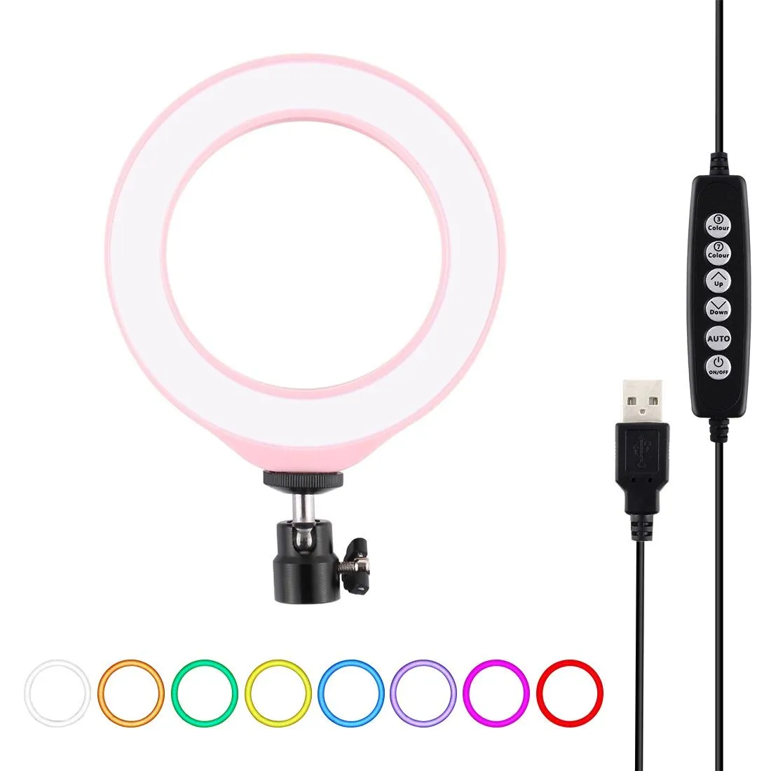 10 Mode RGBW LED Ring Light with Tripod and Ball Head | 4.7 Inch Curved Surface | Black