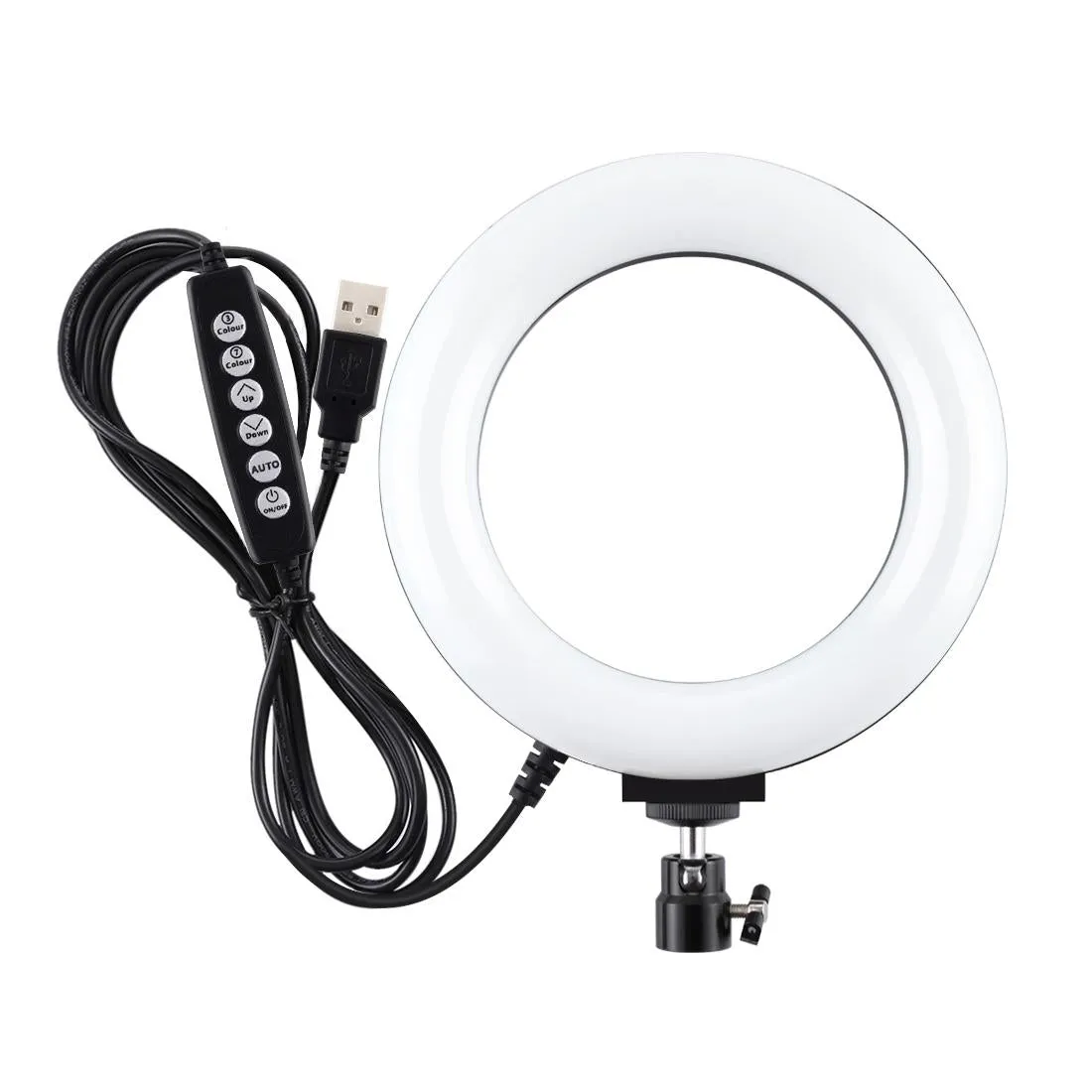 10 Mode USB LED Ring Light with Tripod & Ball Head | 6.2-Inch Diameter | Black