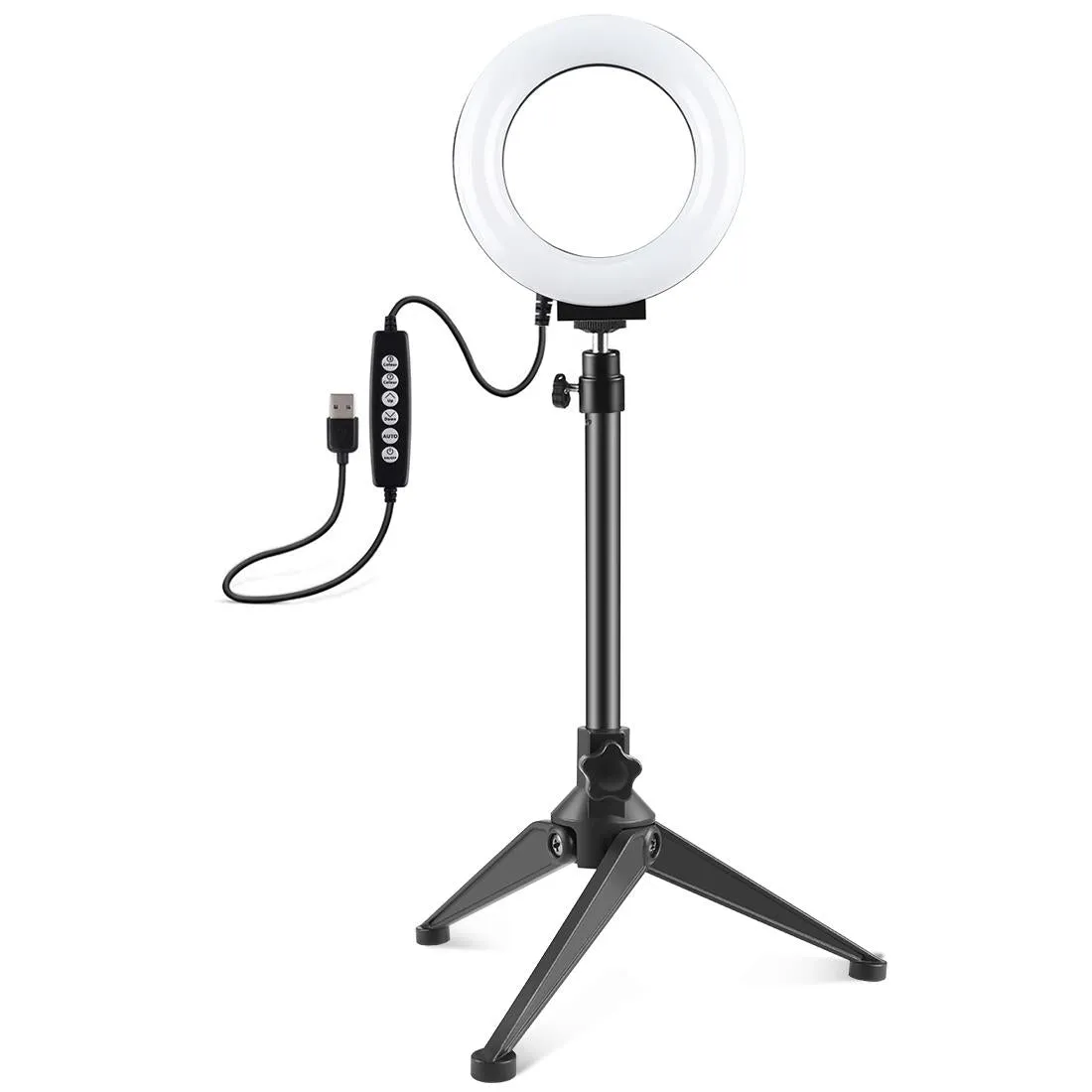 10 Mode USB LED Ring Light with Tripod Mount & Cold Shoe Ball Head | 4.7-Inch Diameter