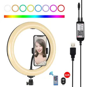 10.2" Curved LED Ring Light with Tripod & Remote for Vlogging & Photography | Black