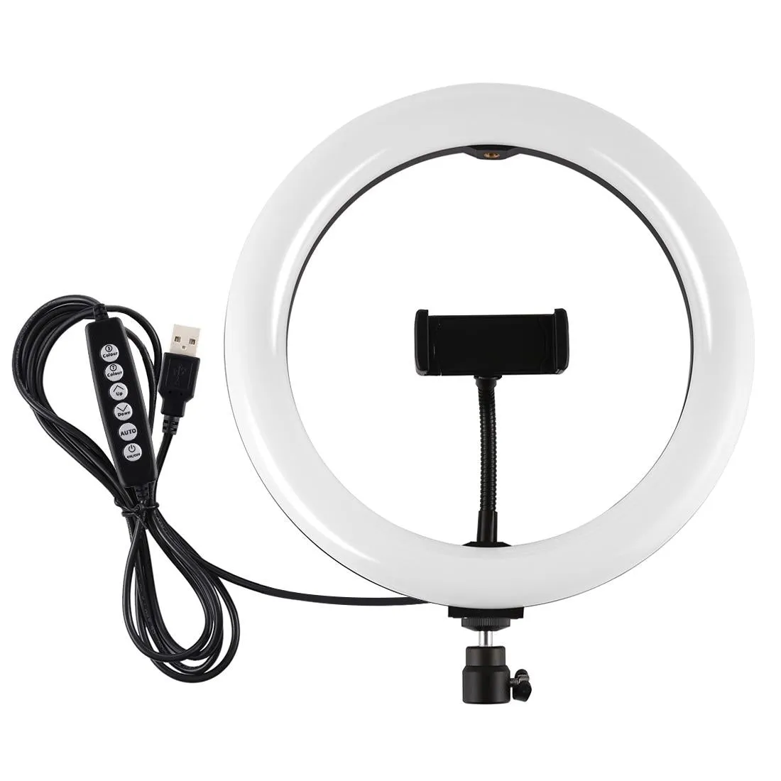 10.2" USB LED Ring Light with 10 Modes | Cold Shoe Tripod & Phone Clamp | Pink