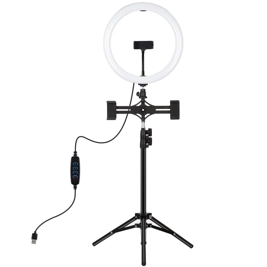 11.8" LED Ring Light with Tripod & Dual Phone Brackets | USB | 3 Modes | Dual Colour Temperature | Vlogging & Live Broadcast Kit