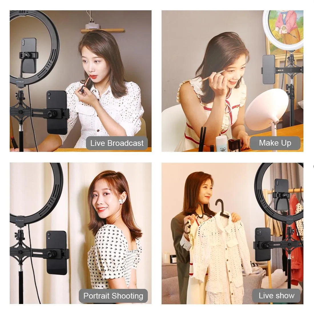 11.8" LED Ring Light with Tripod & Dual Phone Brackets | USB | 3 Modes | Dual Colour Temperature | Vlogging & Live Broadcast Kit