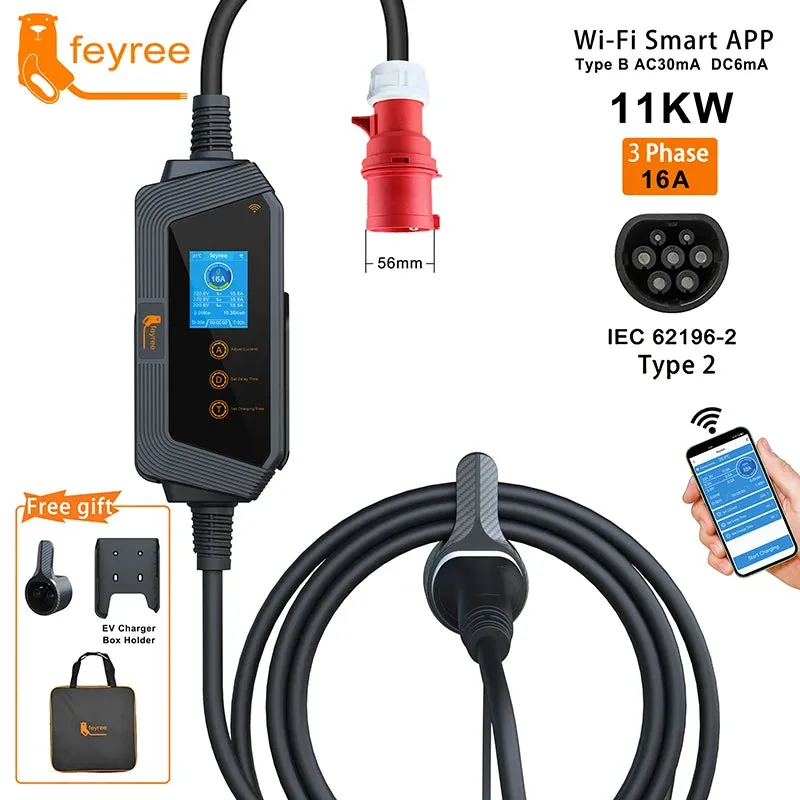 11KW Portable EV Charger with Wi-Fi & App Control