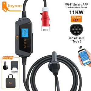 11KW Portable EV Charger with Wi-Fi & App Control