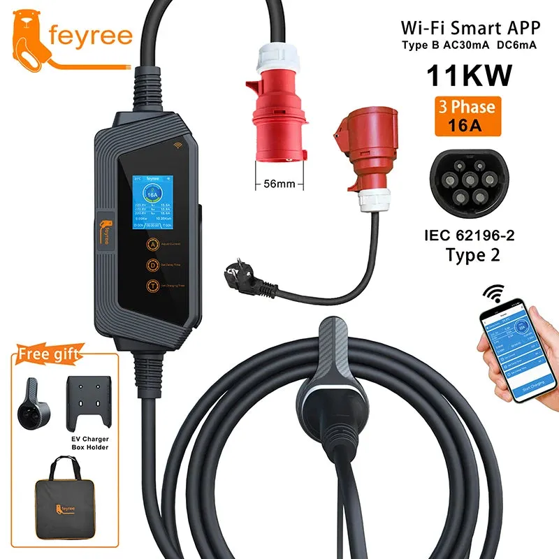 11KW Portable EV Charger with Wi-Fi & App Control