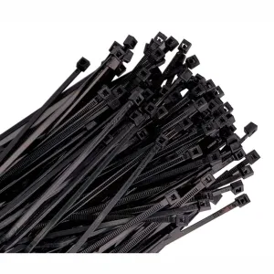 11" Long Heavy Duty Black Nylon Ties, with 50 lb Tensile Strength, 100/pk