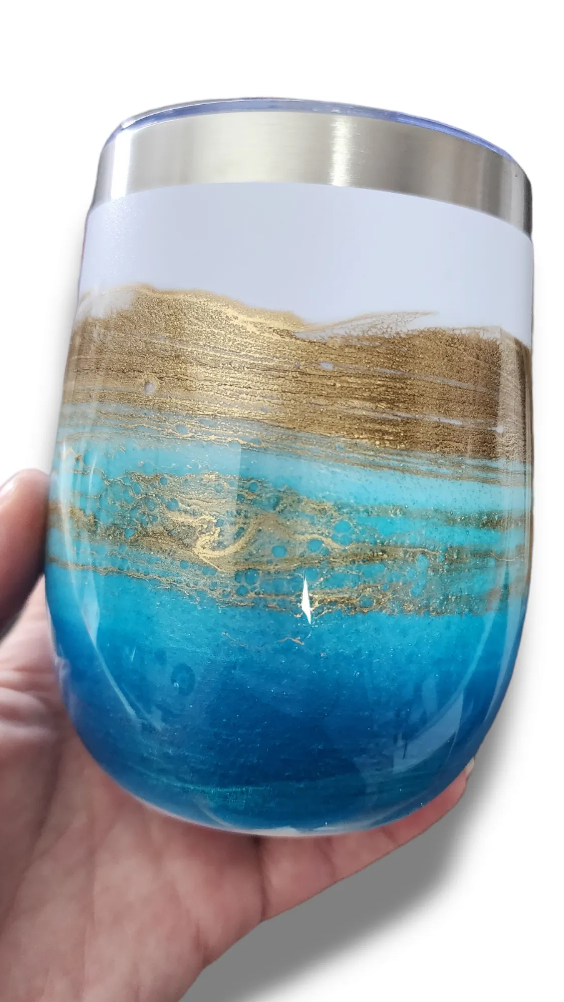 12oz. Blue & Gold Tumbler - White Base
