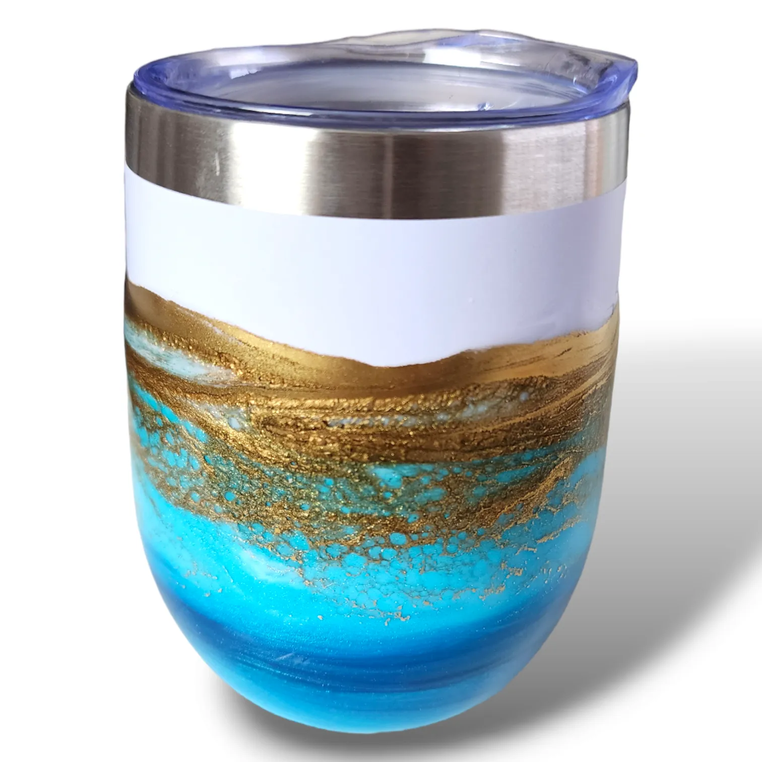 12oz. Blue & Gold Tumbler - White Base