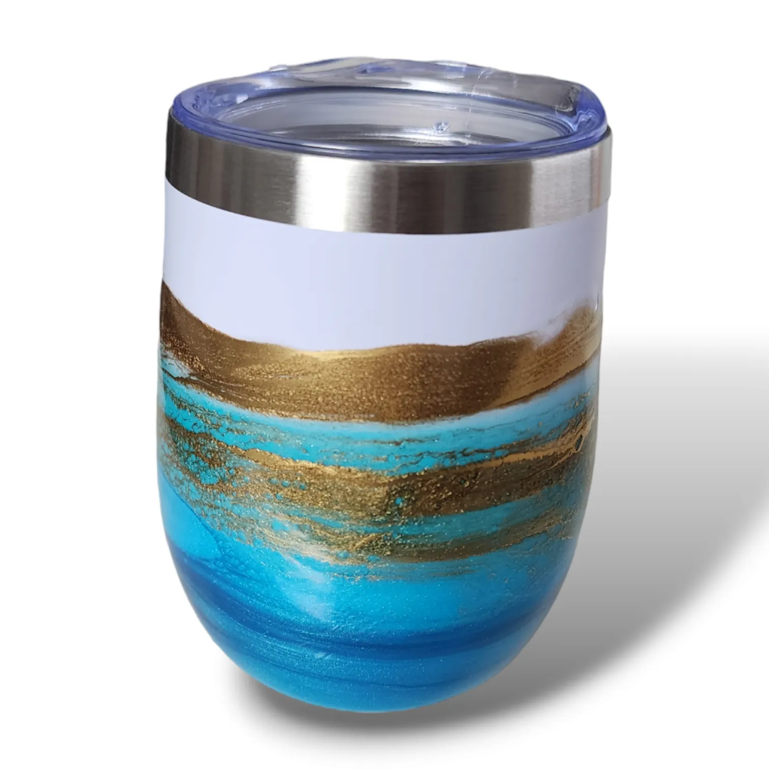 12oz. Blue & Gold Tumbler - White Base
