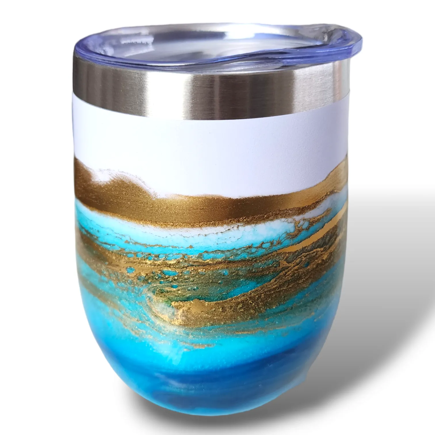 12oz. Blue & Gold Tumbler - White Base