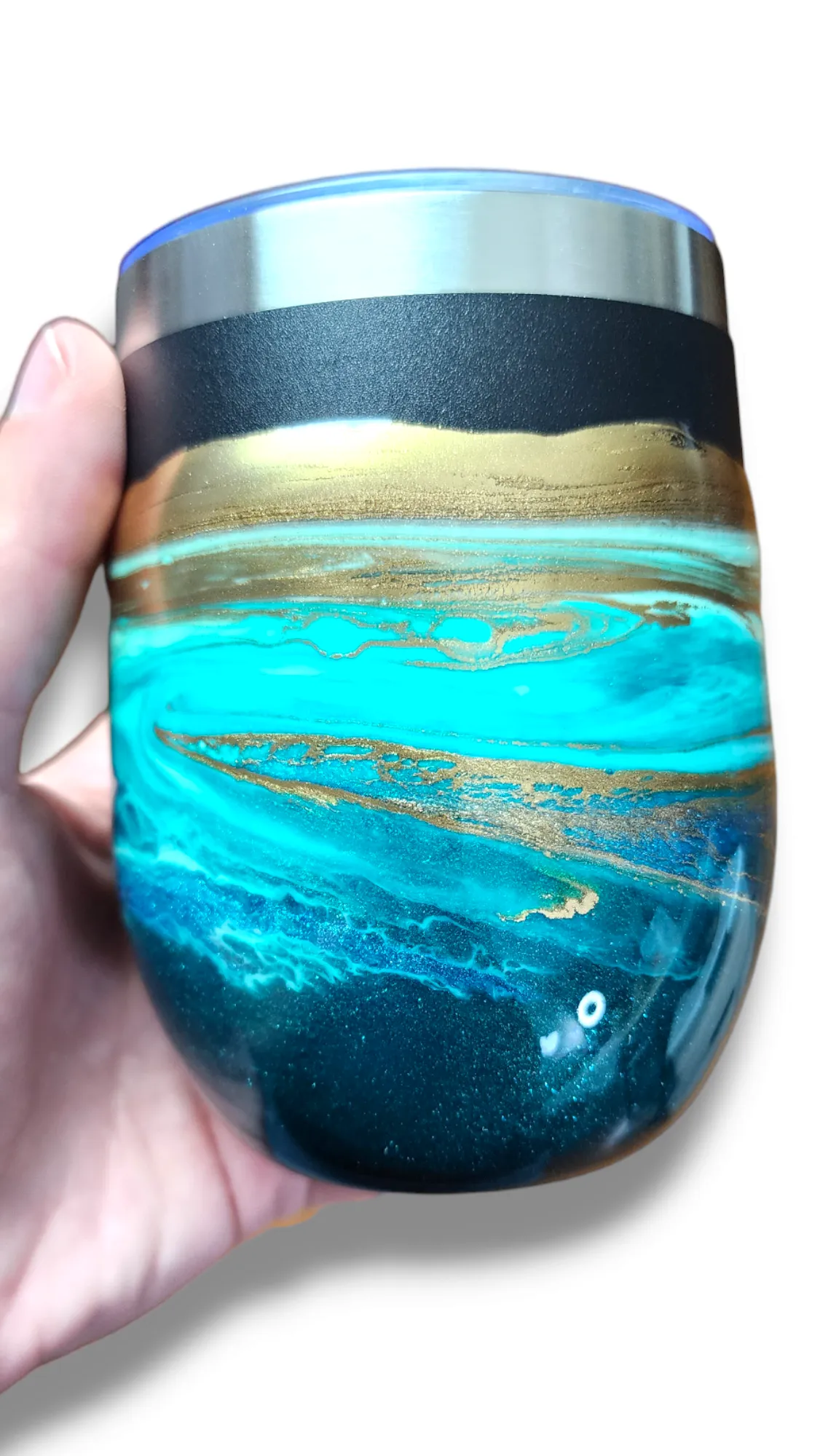 12oz. Green & Gold Tumbler - Black Base