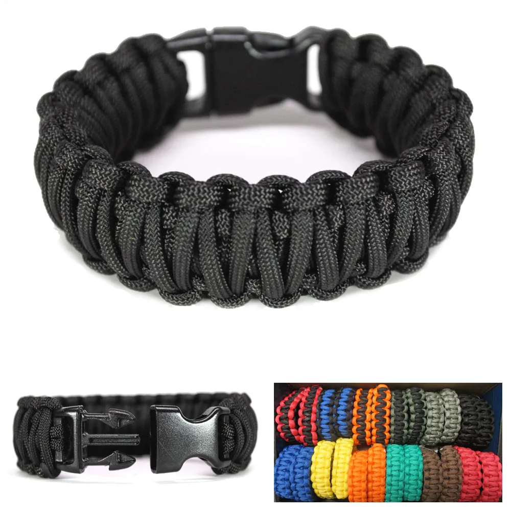 2 Pack 550 Paracord Survival Bracelet Camping Tactical Rope Cord Outdoor Kit New