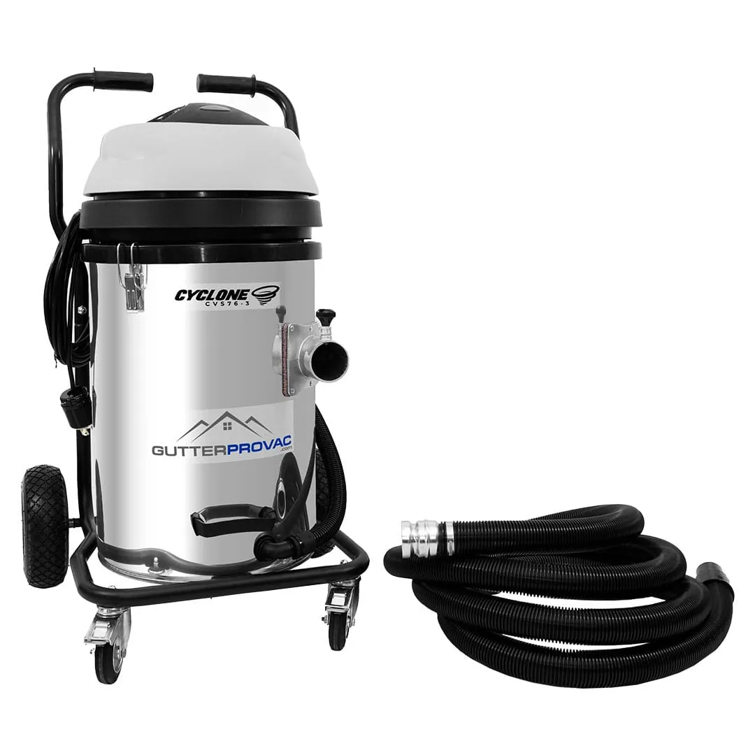 20 Gallon Cyclone II 3600W Stainless Steel Gutter Vacuum with 40 Foot Aluminum Poles and Bag