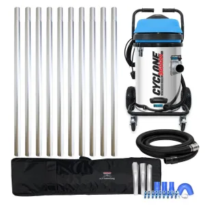 20 Gallon Cyclone II 3600W Stainless Steel Gutter Vacuum with 40 Foot Aluminum Poles and Bag