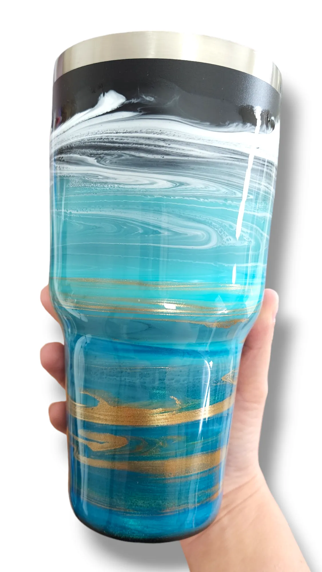 20oz. Turquoise, Gold & White Tumbler