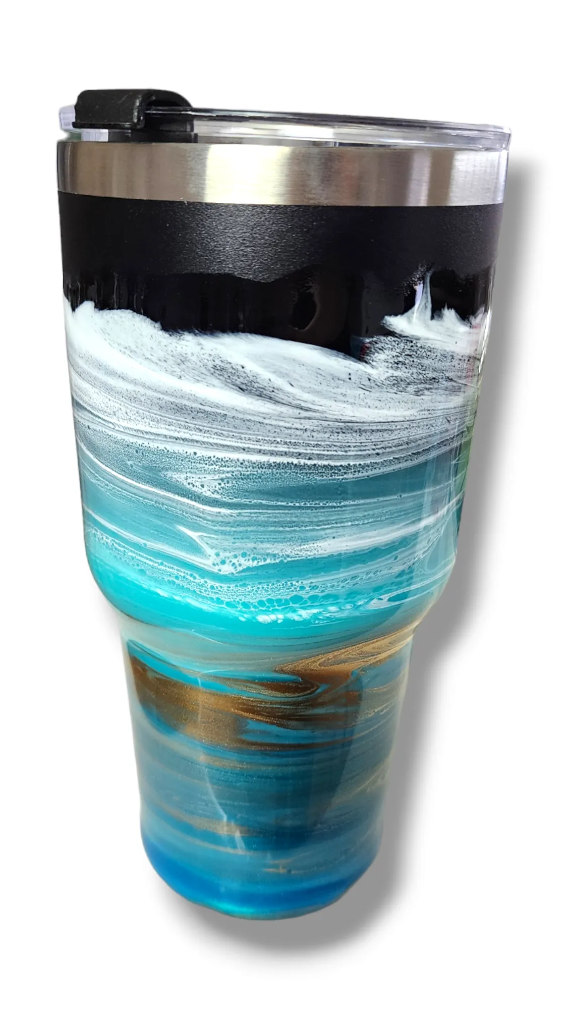 20oz. Turquoise, Gold & White Tumbler