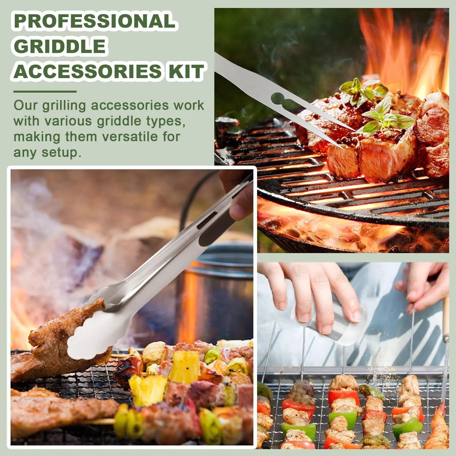 20PCS Griddle Accessories Kit, Flat Top Grill Accessories Set for Blackstone and Camp Chef, Grill Spatula Set with Enlarged Spatulas, Basting Cover, Iron Smash Burger Press for Outdoor Barbecue