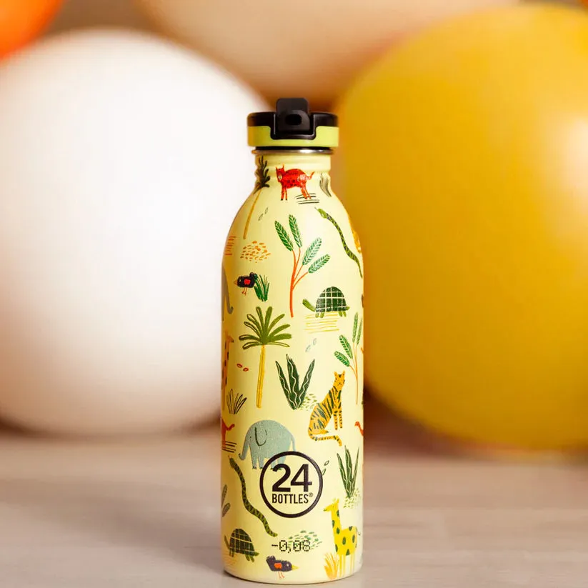 24BOTTLES Urban Bottle 500ml - Stone Jungle Friends - Yellow