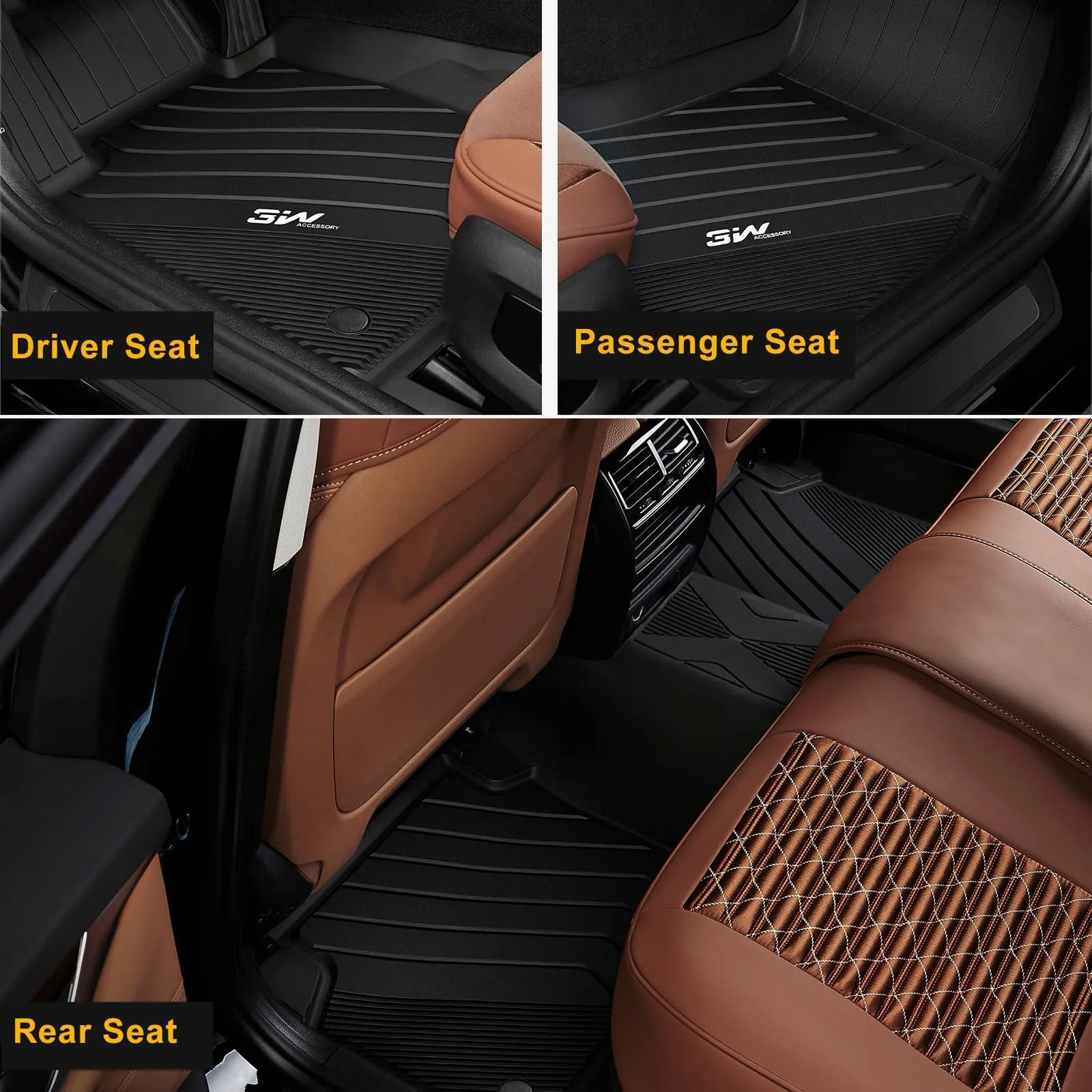 3W BMW 5 Series 2017-2023 G30 Custom Floor Mats Cargo Liner TPE Material & All-Weather Protection