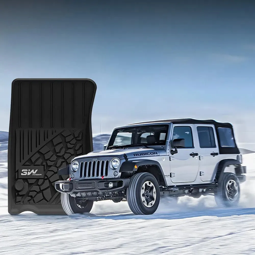 3W Jeep Wrangler JKU 2013-2018 Unlimited 4 Door Only Custom Floor Mats TPE Material & All-Weather Protection