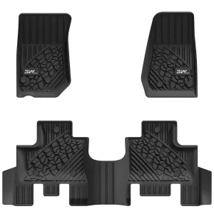 3W Jeep Wrangler JKU 2013-2018 Unlimited 4 Door Only Custom Floor Mats TPE Material & All-Weather Protection