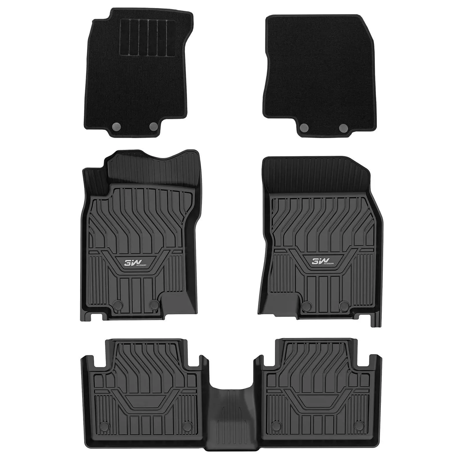 3W Nissan Rogue 2014-2020 Custom Floor Mats Cargo Liner TPE Material & All-Weather Protection