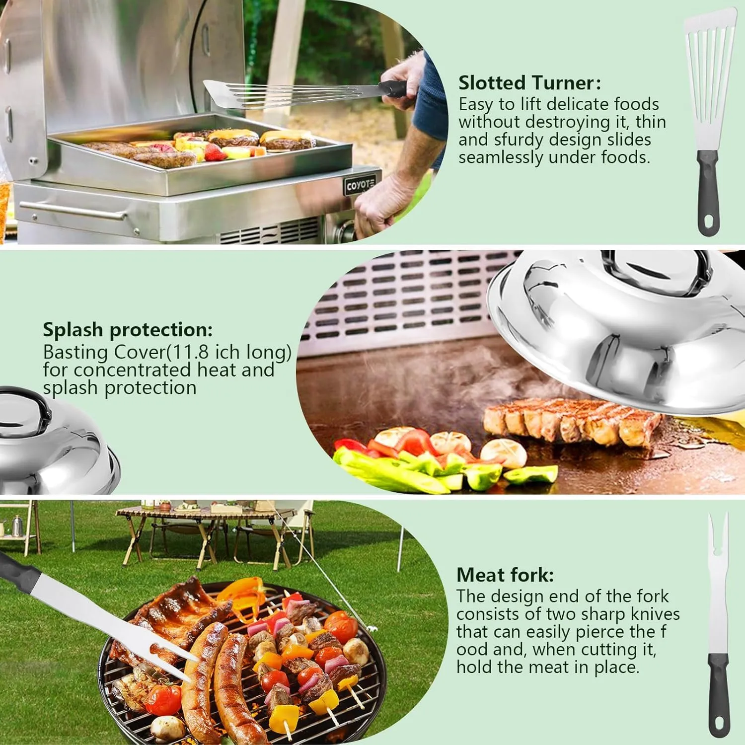 45PCS Griddle Accessories Kit, Flat Top Grill Accessories for Blackstone and Camp Chef, Griddle Spatula Set with Enlarged Spatulas, Basting Cover, Scraper, for Outdoor, Beach, Party