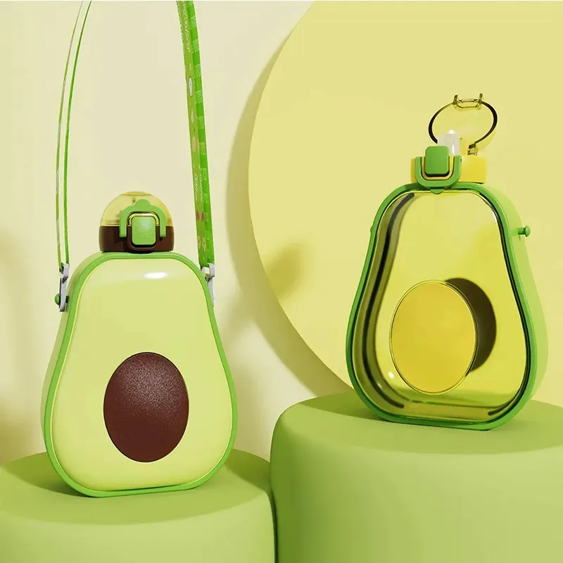 600ml Avocado Kids Water Bottle with Straw