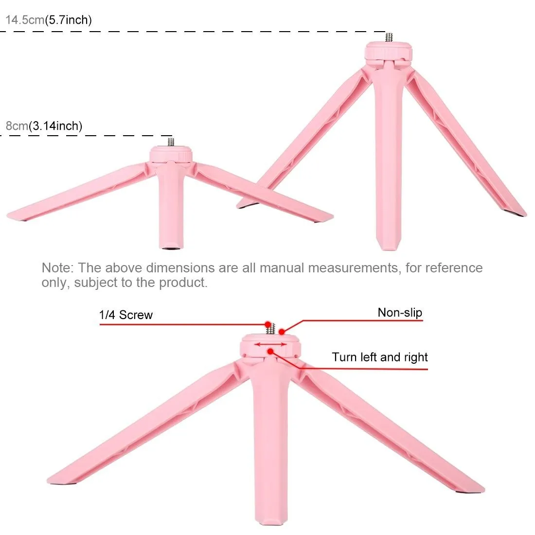 6.2" LED Ring Light with USB 3 Modes Dimmable | Cold Shoe Tripod Mount | Pink