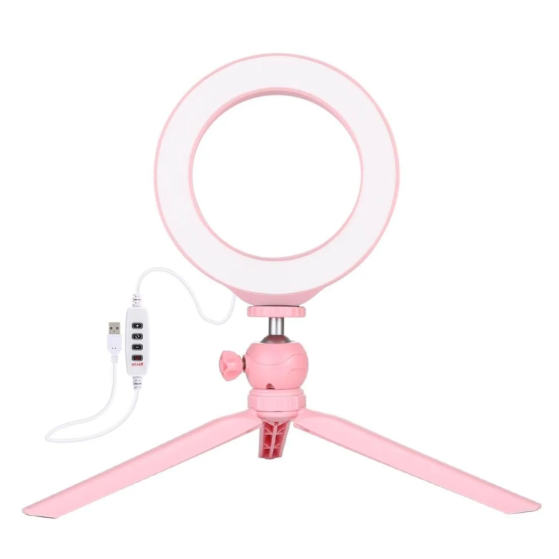 6.2" LED Ring Light with USB 3 Modes Dimmable | Cold Shoe Tripod Mount | Pink