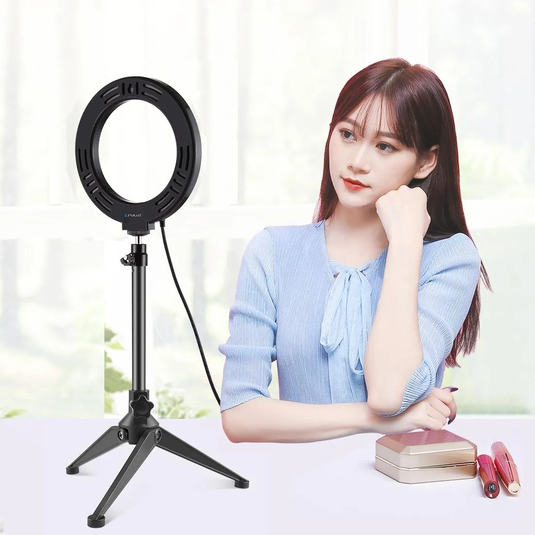 6.2" USB LED Ring Light with 10 Modes & Desktop Tripod Mount | Black