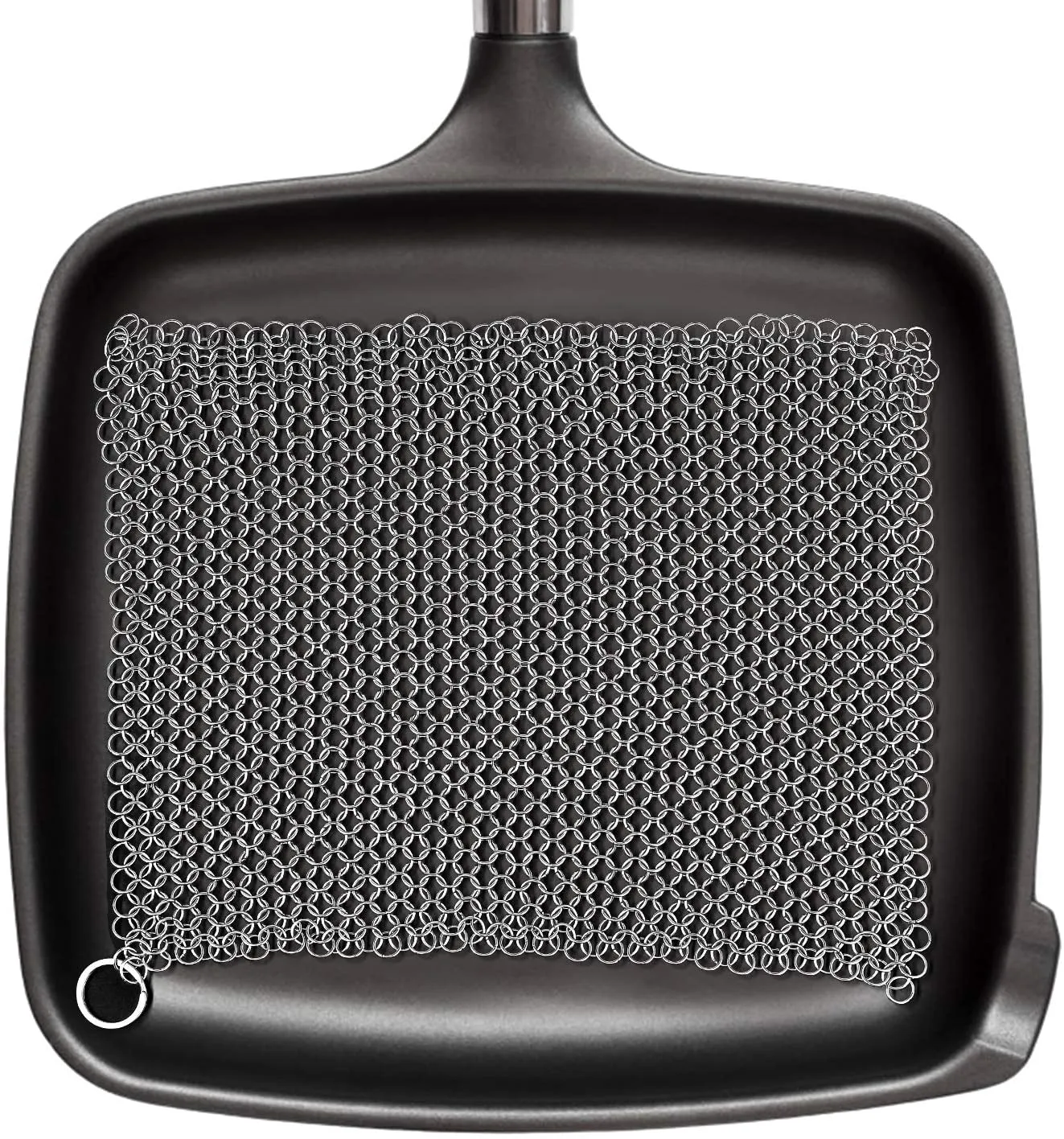 Amagabeli 10” x 10” Stainless Steel Cast Iron Cleaner Chainmail Scrubber for Cast Iron Pan