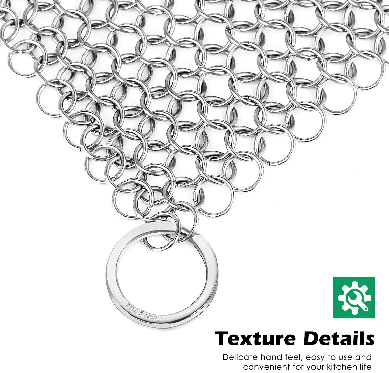 Amagabeli 10” x 10” Stainless Steel Cast Iron Cleaner Chainmail Scrubber for Cast Iron Pan
