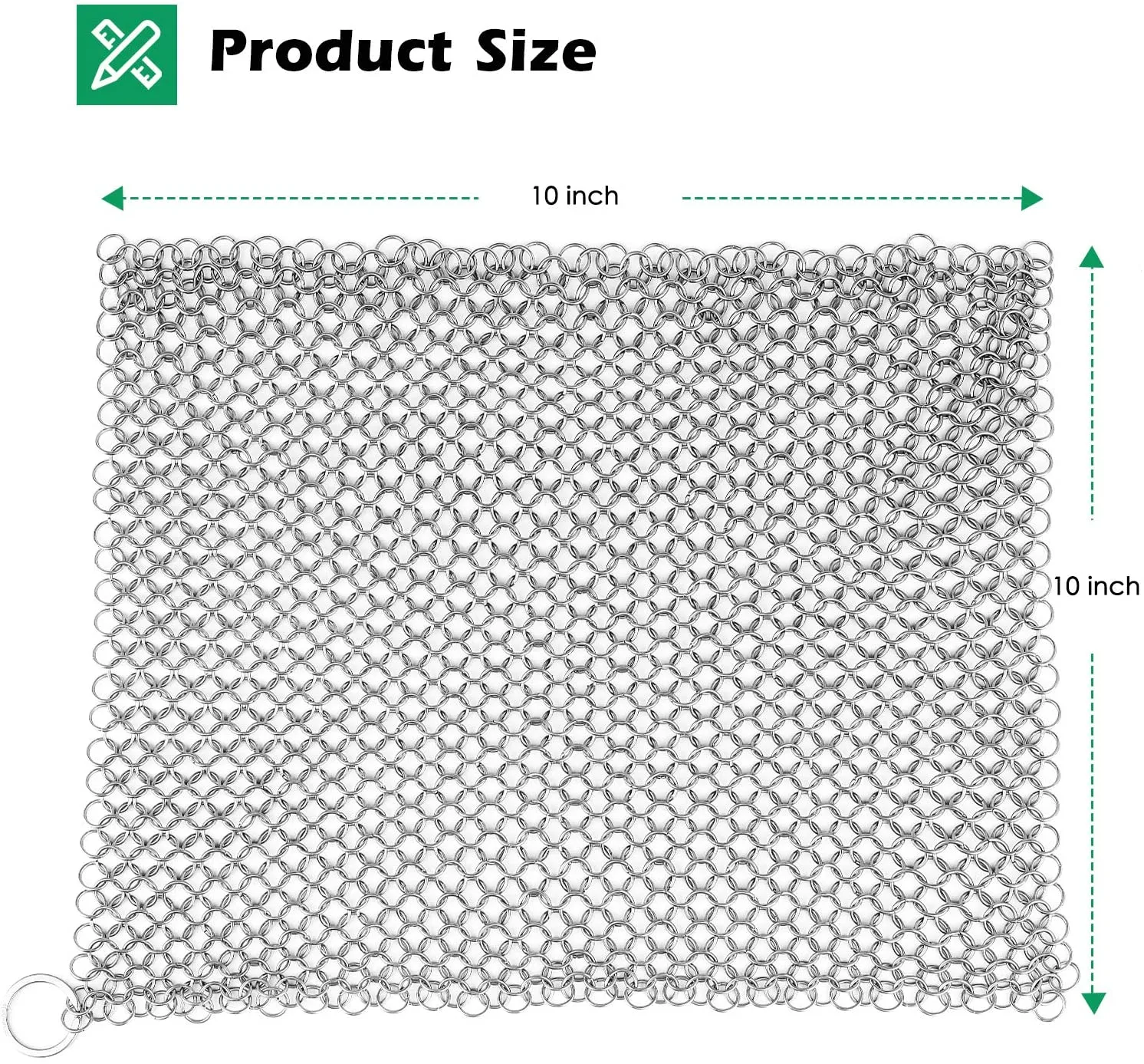 Amagabeli 10” x 10” Stainless Steel Cast Iron Cleaner Chainmail Scrubber for Cast Iron Pan