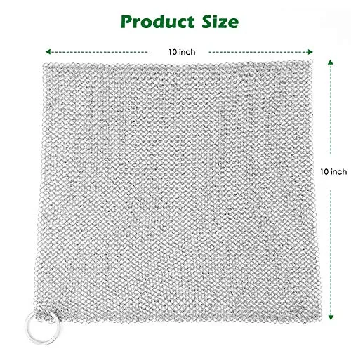 Amagabeli 10”x10” Cast Iron Cleaner Mesh Premium 316 Stainless Steel Small Rings