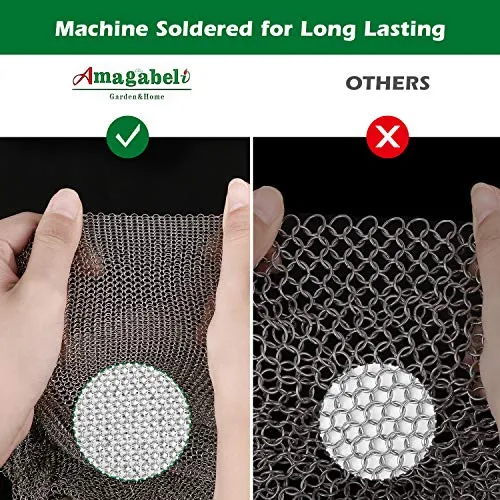 Amagabeli 10”x10” Cast Iron Cleaner Mesh Premium 316 Stainless Steel Small Rings