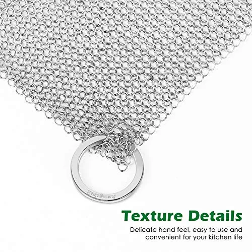 Amagabeli 10”x10” Cast Iron Cleaner Mesh Premium 316 Stainless Steel Small Rings