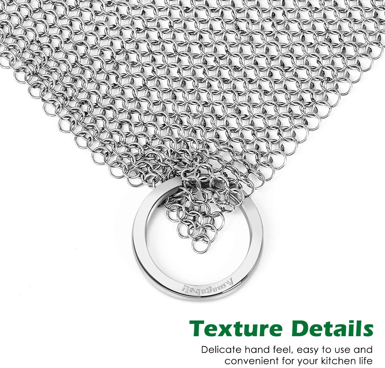 Amagabeli 7’’x7’’ Cast Iron Cleaner Premium 316 Stainless Steel Small Rings Chainmail Scrubber