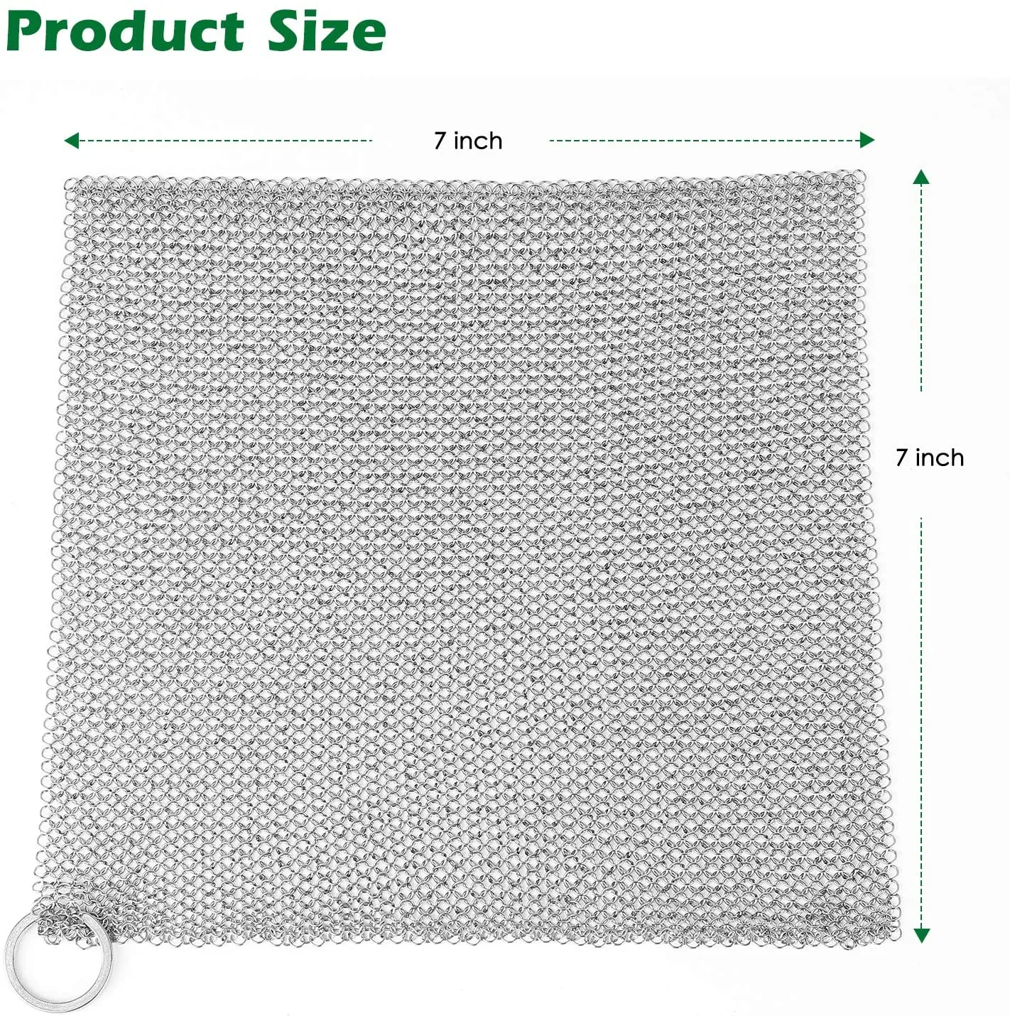 Amagabeli 7’’x7’’ Cast Iron Cleaner Premium 316 Stainless Steel Small Rings Chainmail Scrubber