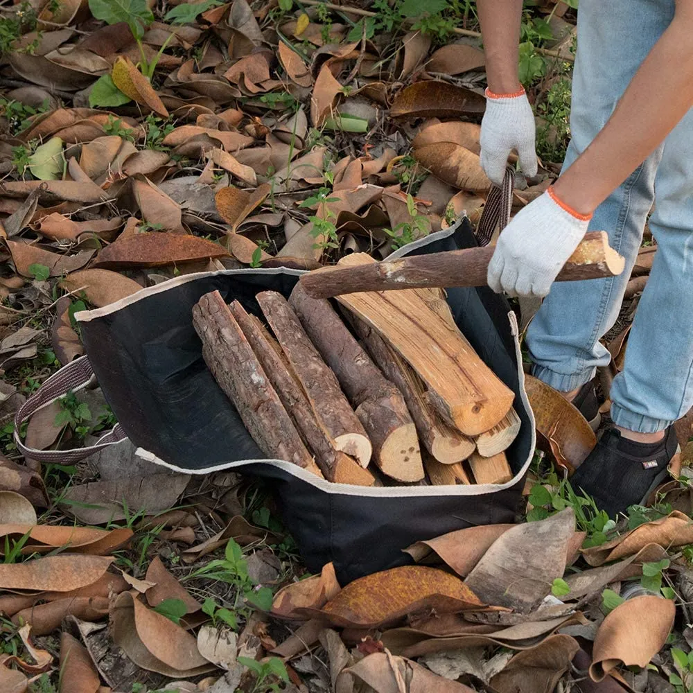 Amagabeli Large Canvas Firewood Carrier Log Tote Firewood Rack with 4 Tools