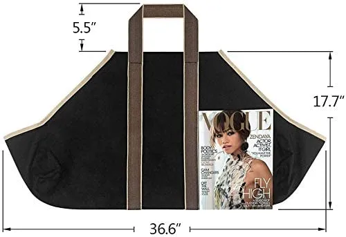 Amagabeli Large Canvas Firewood Carrier Log Tote Firewood Rack with 4 Tools