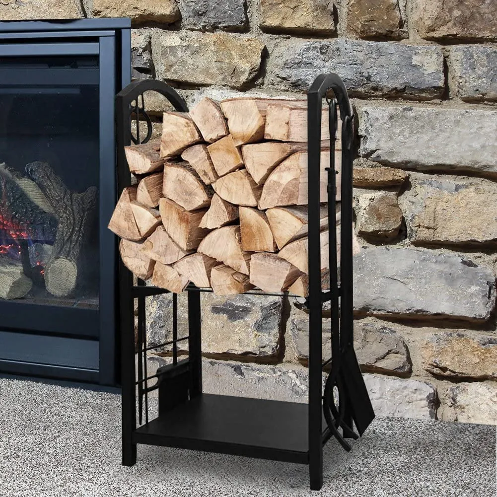 Amagabeli Large Canvas Firewood Carrier Log Tote Firewood Rack with 4 Tools