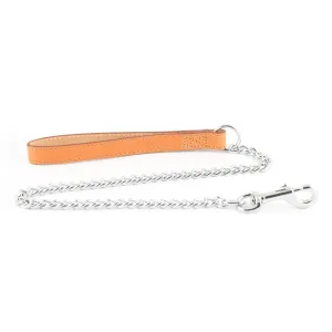 Ancol Leather Handle Chain Dog Lead - Medium
