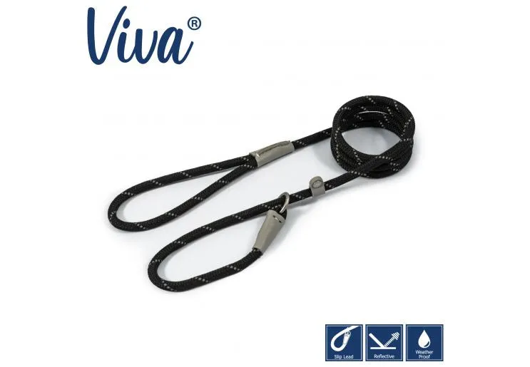 Ancol - Viva Nylon Reflective Rope Slip Lead - Lime - 120cm x 10mm (Max 30kg)