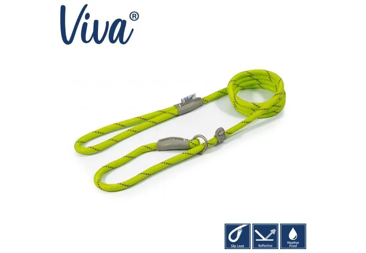 Ancol - Viva Nylon Reflective Rope Slip Lead - Red - 120cm x 12mm (Max50kg)