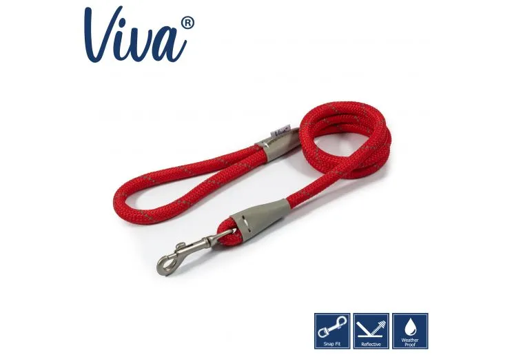 Ancol - Viva Nylon Reflective Rope Snap Lead - Pink - 120cm x 12mm (Max50kg)